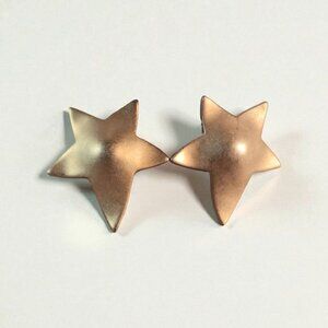 Vintage Erwin Pearl Gold-Tone Matte Star Clip-On Earrings Oversized Bold Stateme
